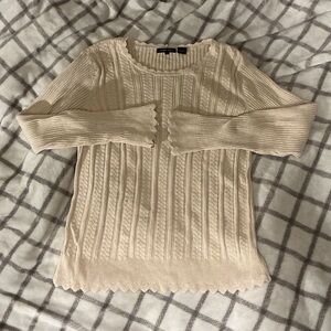 JEANNE PIERRE Women's Ribbed Cream Sweater